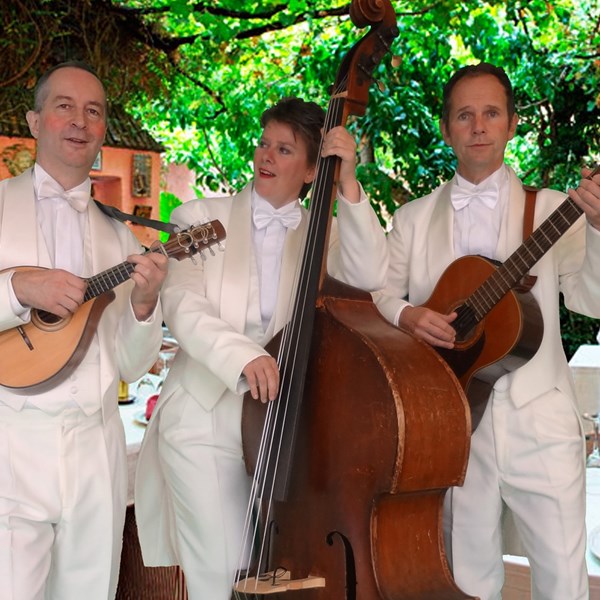 bruiloft entree receptie diner bruiloft muziek TRIO CHIQUE akoestisch mobiel muzikanten trio